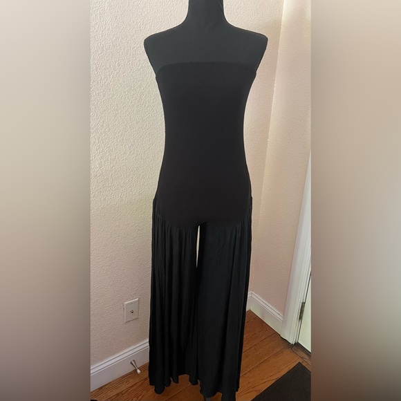Ioanna Kourbela Black Strapless Wide Leg One Piece Jumpsuit Size Small - Picture 2 of 15